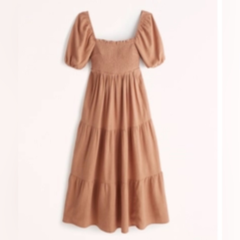 Abercrombie Flowy Linen-Blend Midi Dress (S)
